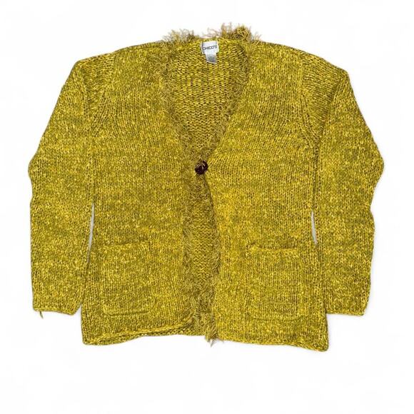 Insane vtg rare boho fairy whimsy 70s chicos green cardigan - Picture 2 of 5